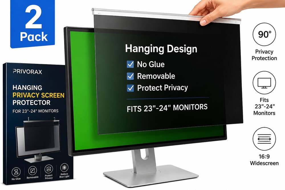 PRIVORAX 2-Pack Hanging Privacy Screen Protectors for 23”-24” Monitors 16:9